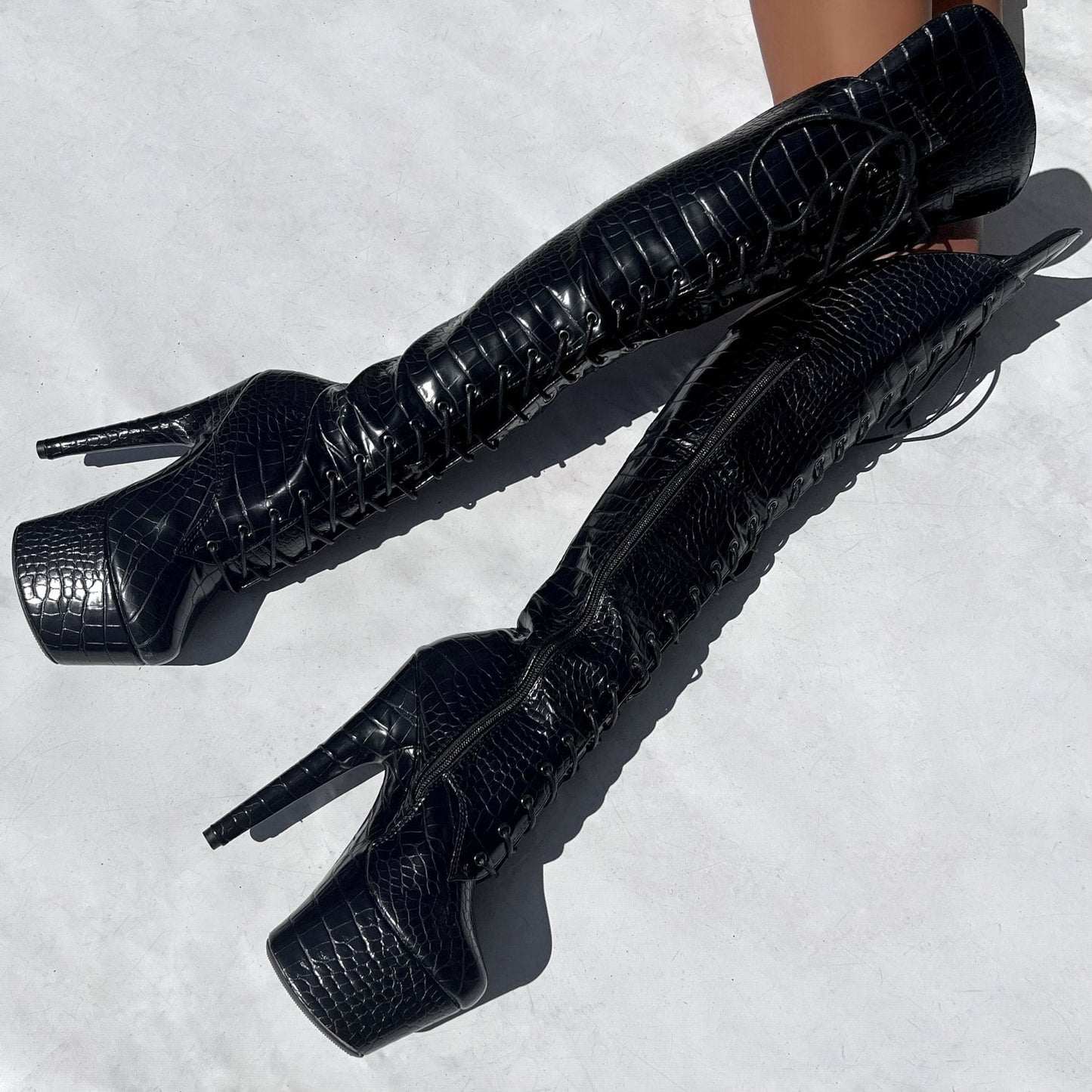 ColdBlooded Black Over Knee Boot - 7INCH