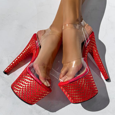 Khaleesi Classic Stiletto - Red & Gold - 7INCH