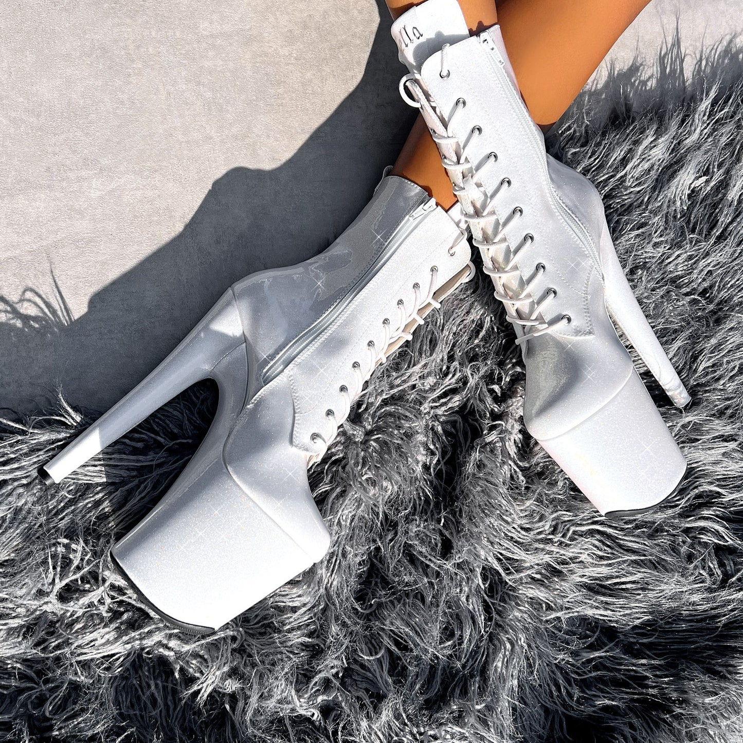 The Glitterati Boot - Snow Kween - 8 INCH, stripper shoe, stripper heel, pole heel, not a pleaser, platform, dancer, pole dance, floor work