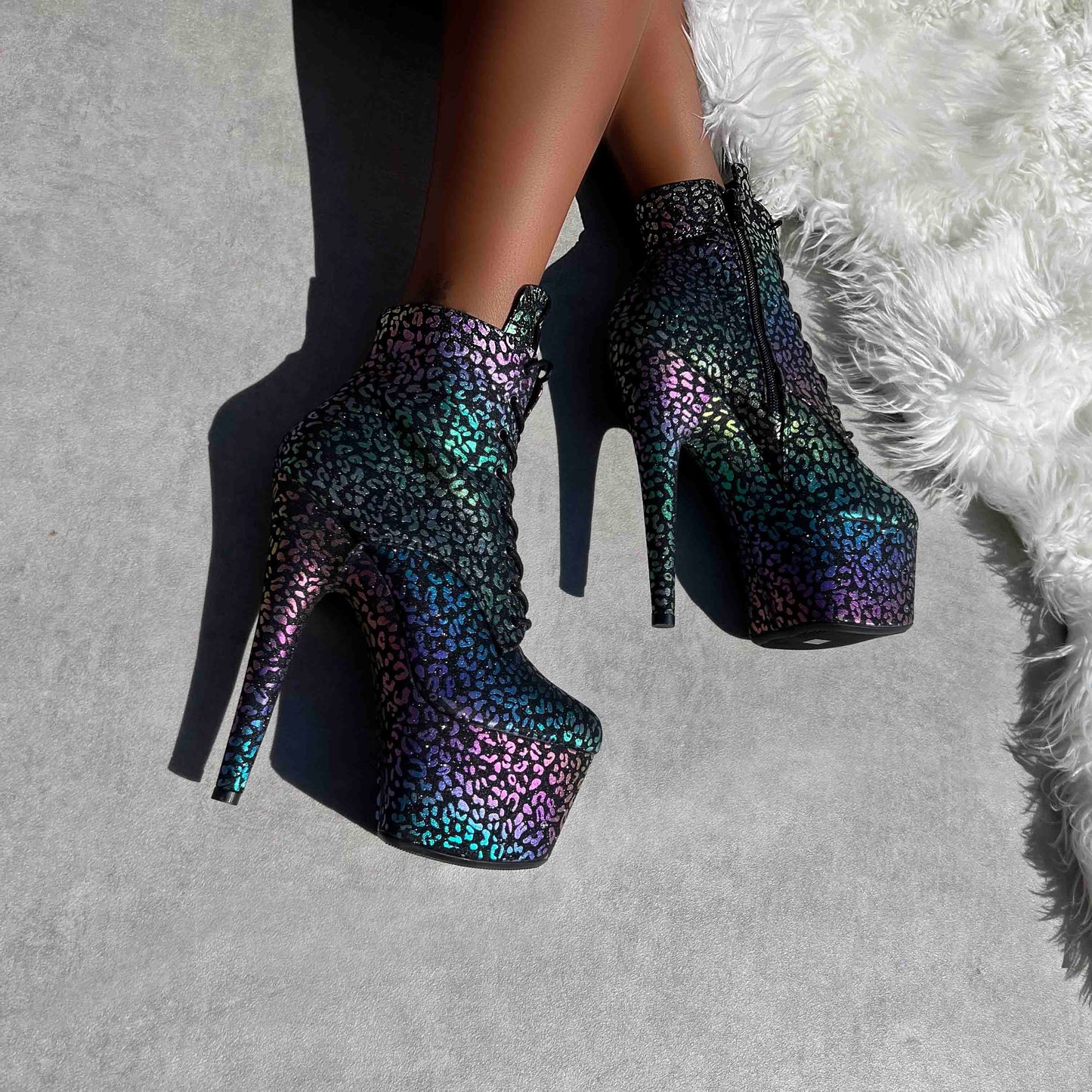 Moonlight Leopard Ankle Boot - 7INCH, stripper shoe, stripper heel, pole heel, not a pleaser, platform, dancer, pole dance, floor work