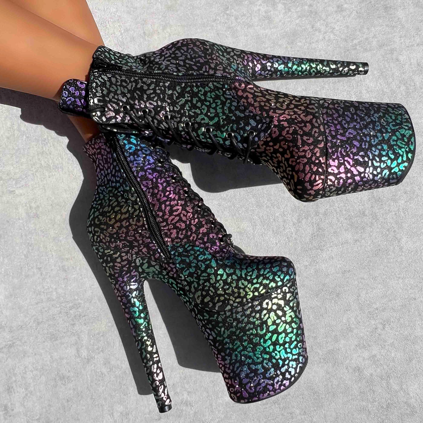 Moonlight Leopard Ankle Boot - 8INCH, stripper shoe, stripper heel, pole heel, not a pleaser, platform, dancer, pole dance, floor work