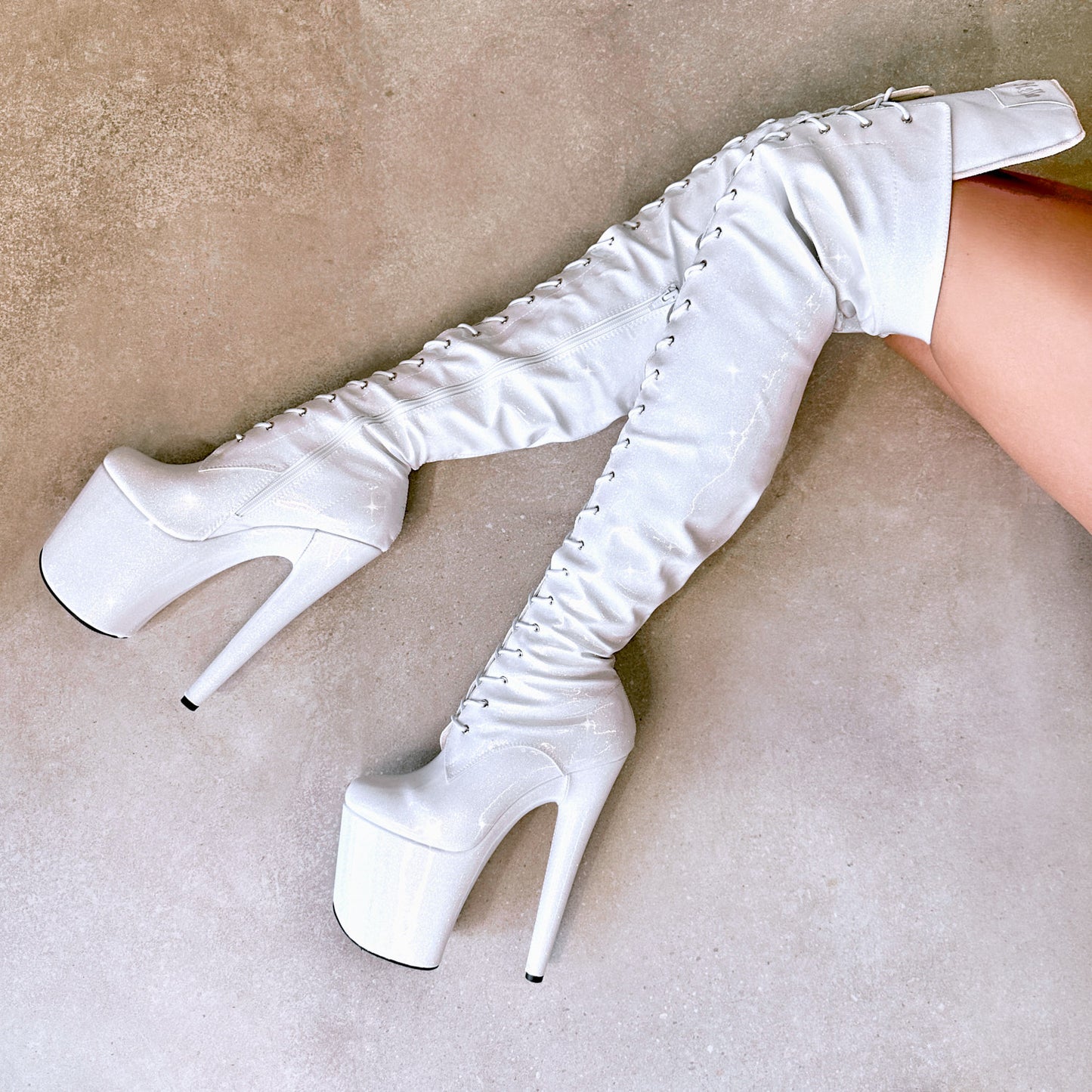 The Glitterati Thigh High - Snow Kween - 8 INCH