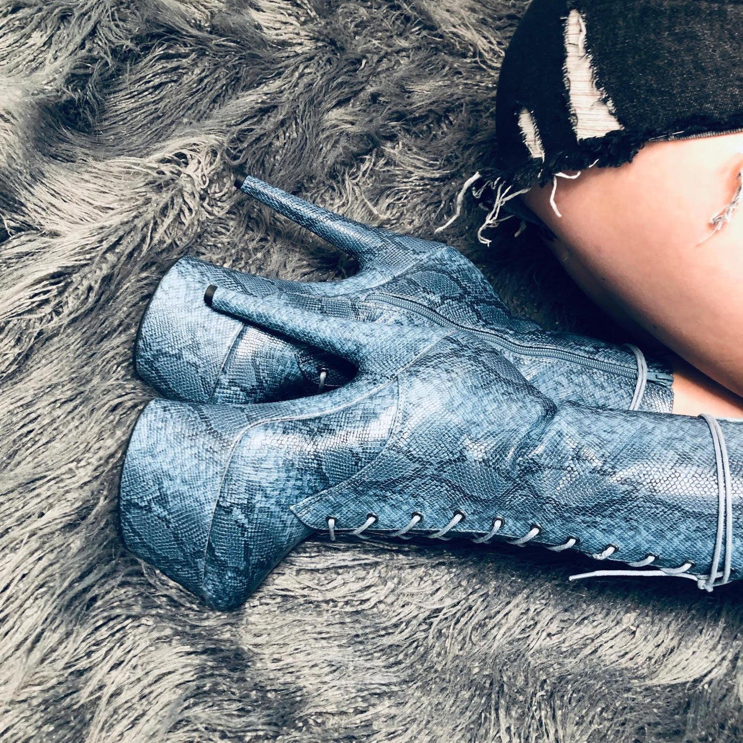 Anaconda Boot - 7 INCH, stripper shoe, stripper heel, pole heel, not a pleaser, platform, dancer, pole dance, floor work