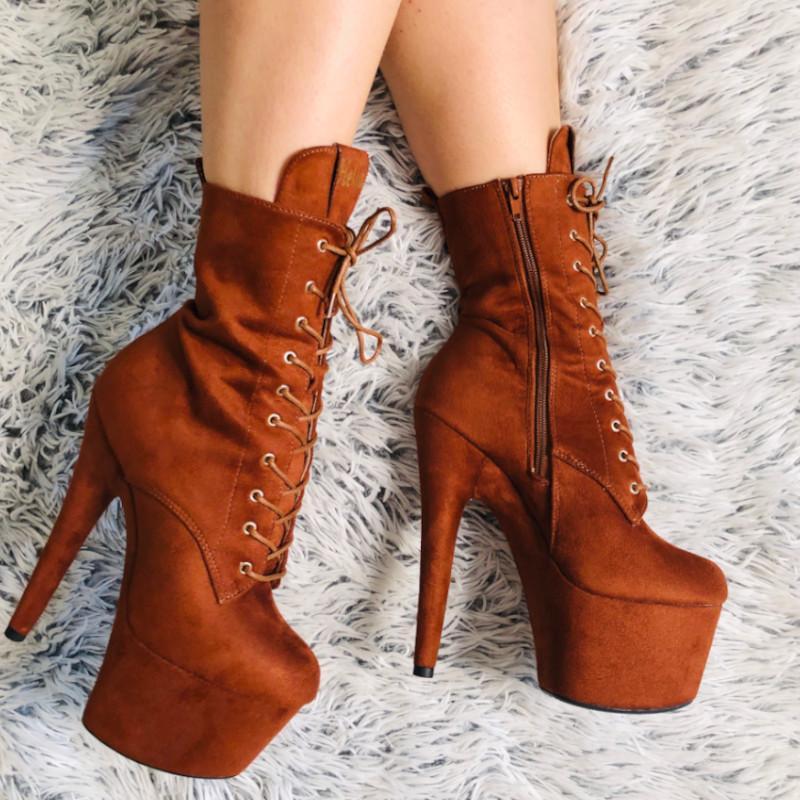 BabyDoll Chestnut - 7 INCH, stripper shoe, stripper heel, pole heel, not a pleaser, platform, dancer, pole dance, floor work