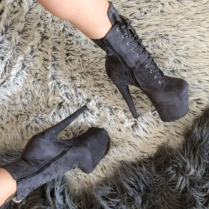 BabyDoll Dark Grey - 8 INCH, stripper shoe, stripper heel, pole heel, not a pleaser, platform, dancer, pole dance, floor work