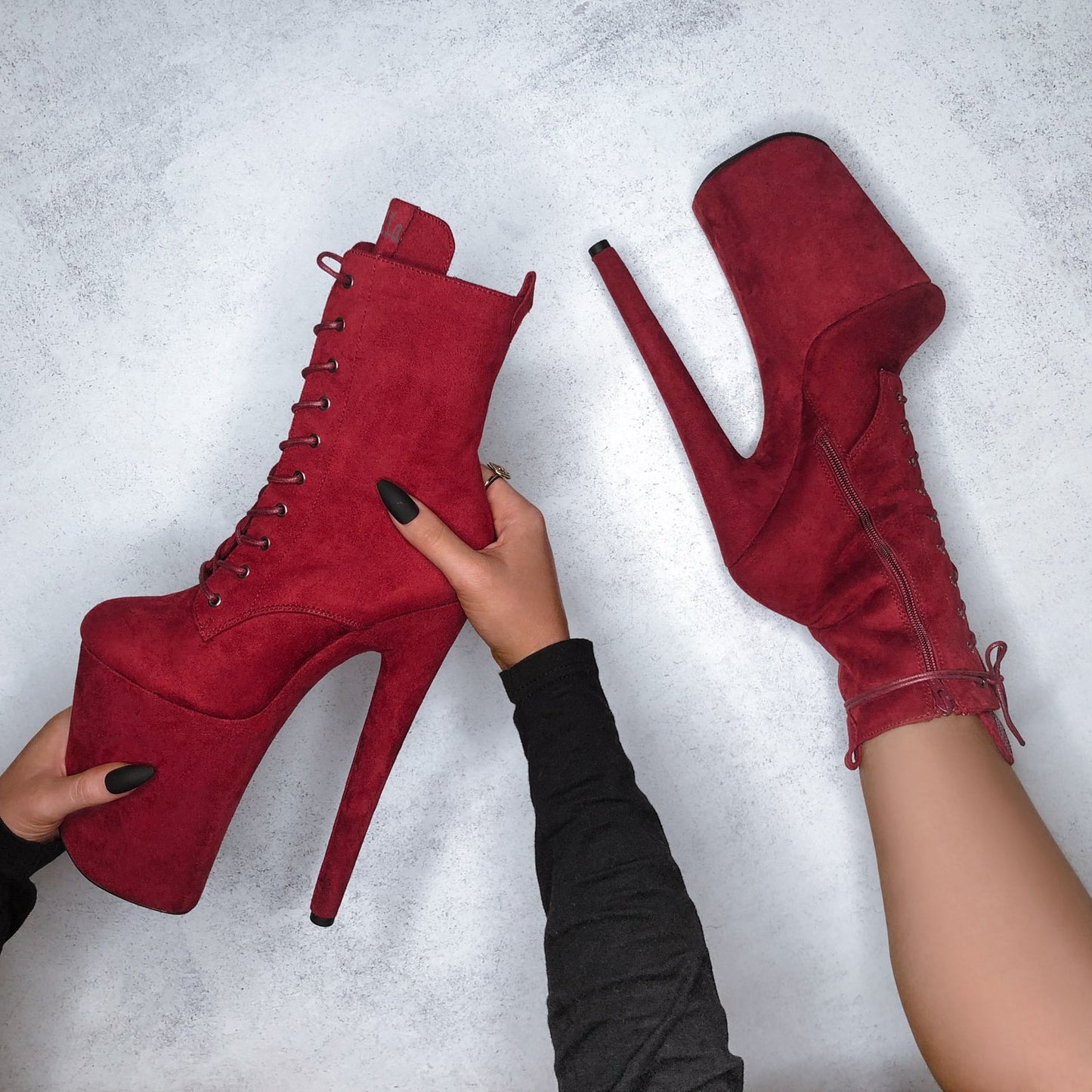 BabyDoll Dark Red - 9 INCH, stripper shoe, stripper heel, pole heel, not a pleaser, platform, dancer, pole dance, floor work