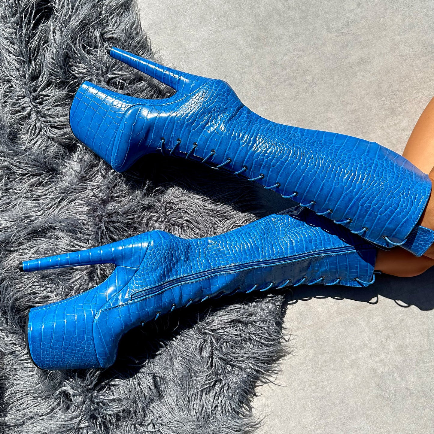 Electric Boa - Knee Boot - 8INCH, stripper shoe, stripper heel, pole heel, not a pleaser, platform, dancer, pole dance, floor work