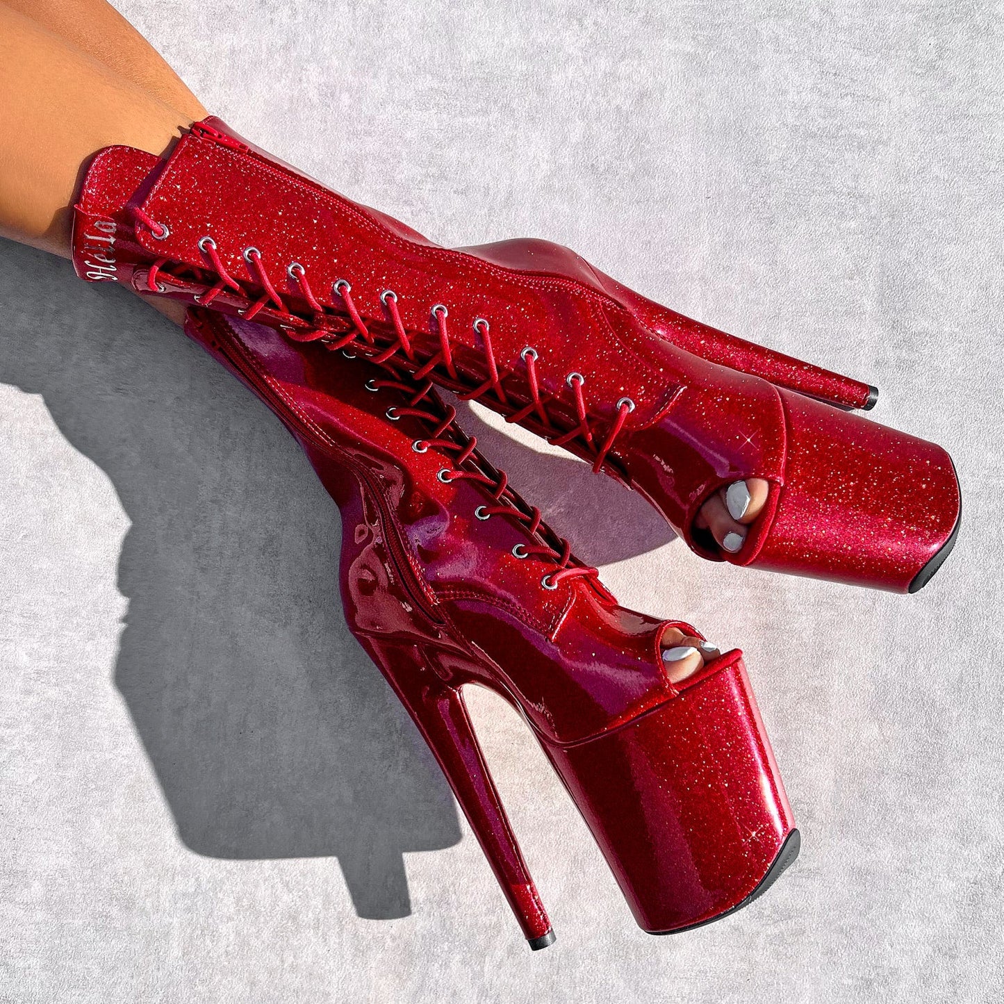 The Glitterati Open Toe Boot - Kansass - 8 INCH, stripper shoe, stripper heel, pole heel, not a pleaser, platform, dancer, pole dance, floor work