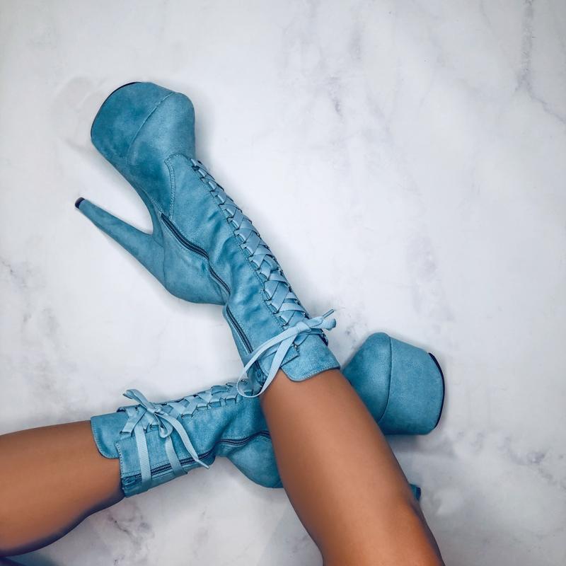 High Babydoll Baby Blue - 7 INCH, stripper shoe, stripper heel, pole heel, not a pleaser, platform, dancer, pole dance, floor work