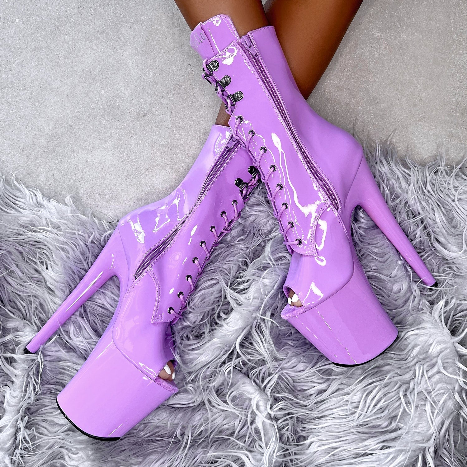 Lipkit Boot Open Toe Grape 8INCH Hella Heels US