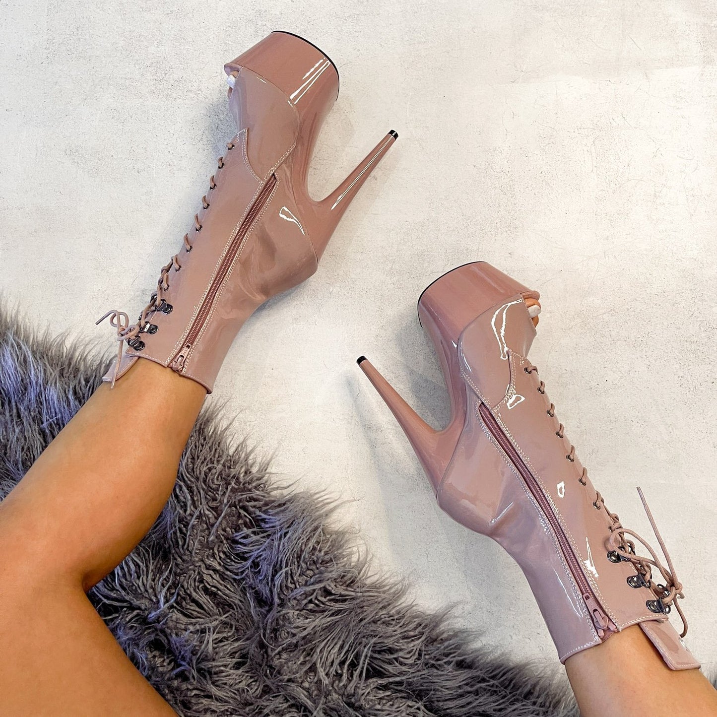 LipKit Open Toe Boot - Boujee - 7 INCH, stripper shoe, stripper heel, pole heel, not a pleaser, platform, dancer, pole dance, floor work