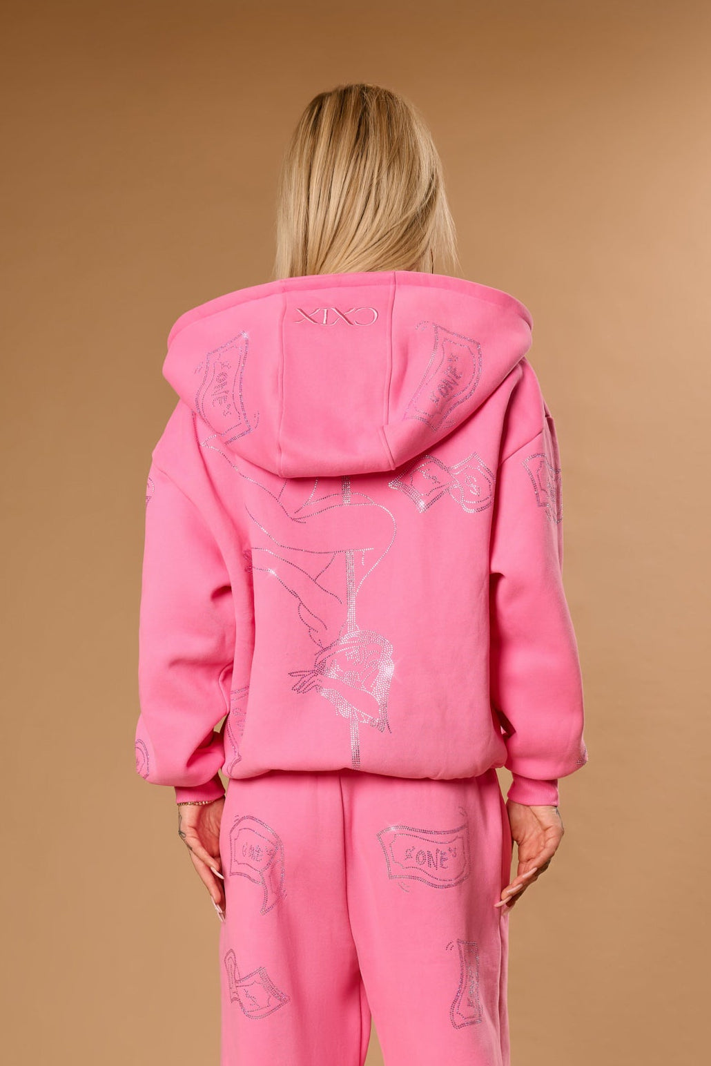 Anime Pole Dancer Zip Up Hoodie - Love of Hustlers Pink Sparkle
