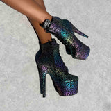 Moonlight Leopard Ankle Boot - 7INCH, stripper shoe, stripper heel, pole heel, not a pleaser, platform, dancer, pole dance, floor work