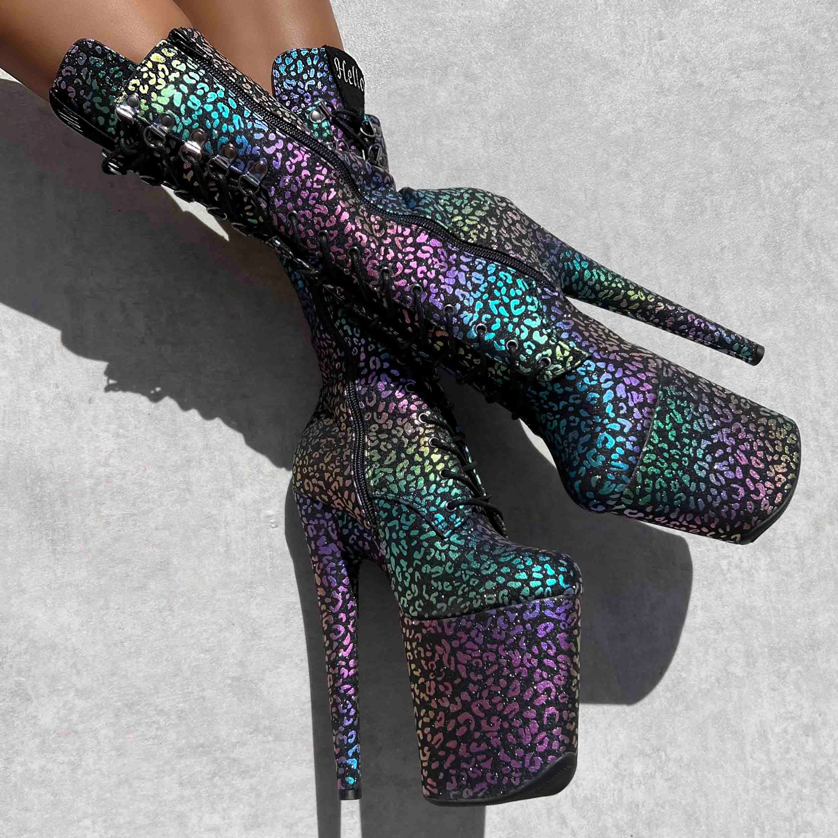 Moonlight Leopard High Ankle Boot - 8 INCH, stripper shoe, stripper heel, pole heel, not a pleaser, platform, dancer, pole dance, floor work