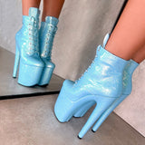 The Glitterati Boot - Baby Blues *2.0* - 8 INCH, stripper shoe, stripper heel, pole heel, not a pleaser, platform, dancer, pole dance, floor work