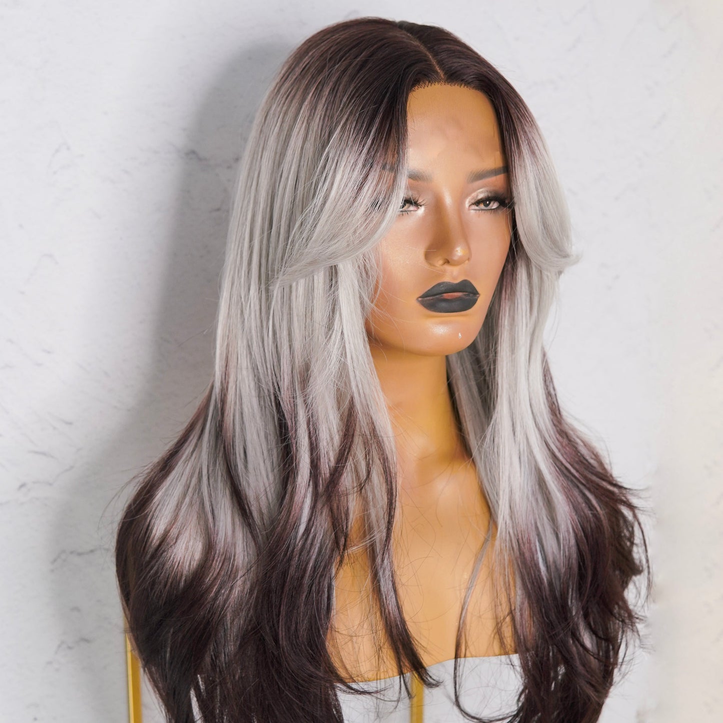 SELENE Grey Black Ombre Lace Front Wig