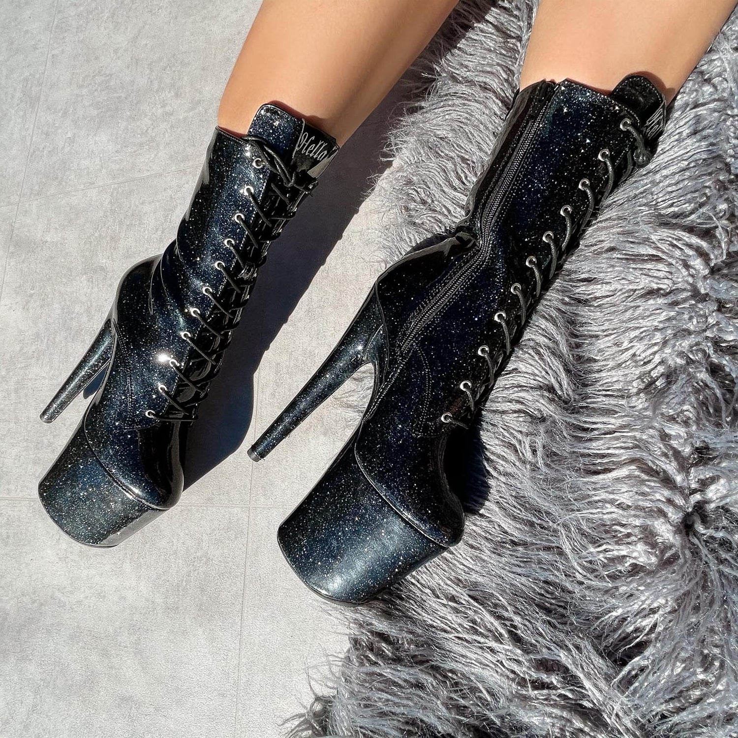 Glitterati Boot Wide Fit - Sin City - 8 INCH, stripper shoe, stripper heel, pole heel, not a pleaser, platform, dancer, pole dance, floor work