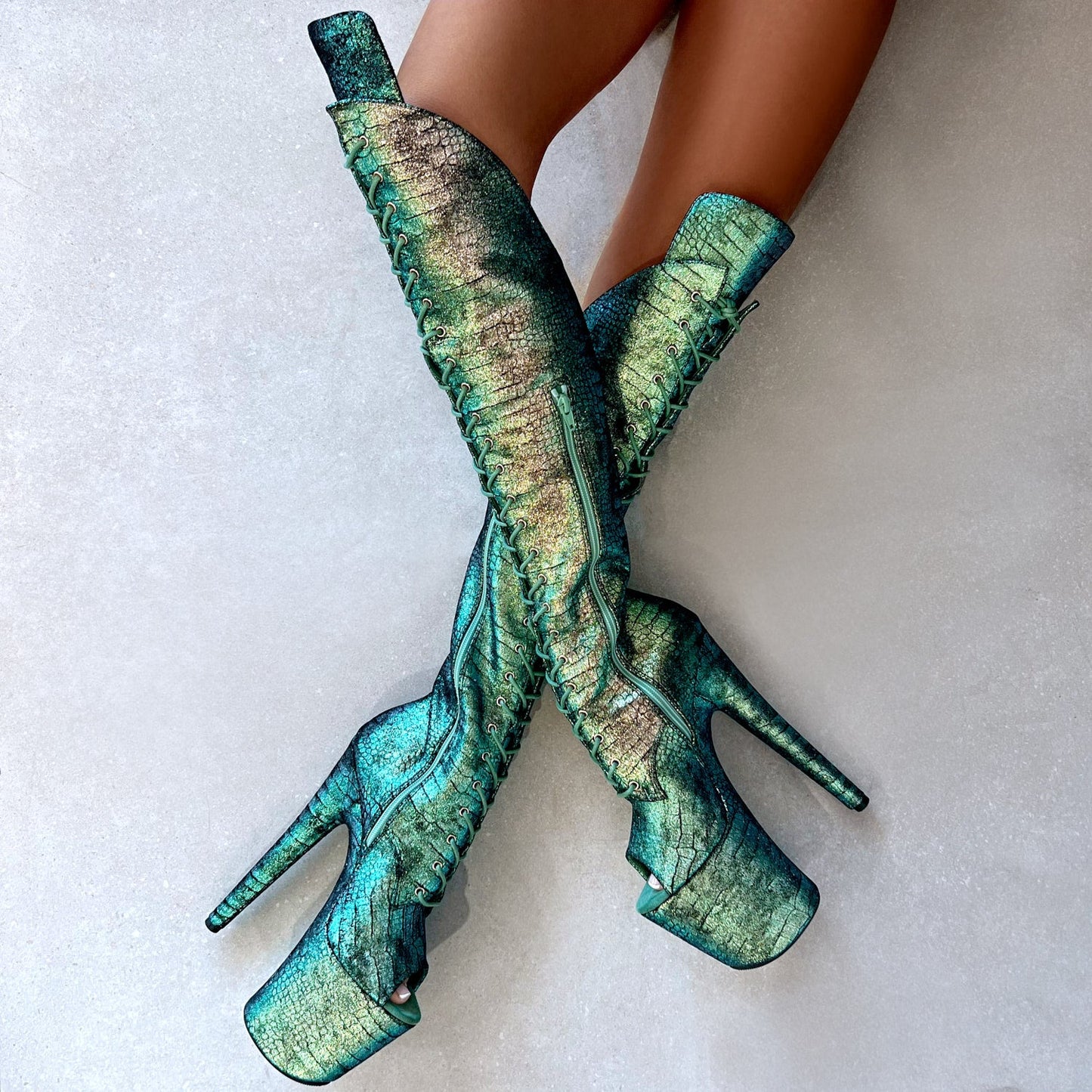 Mermaid Dreams Over Knee Open Toe Boot - 8INCH