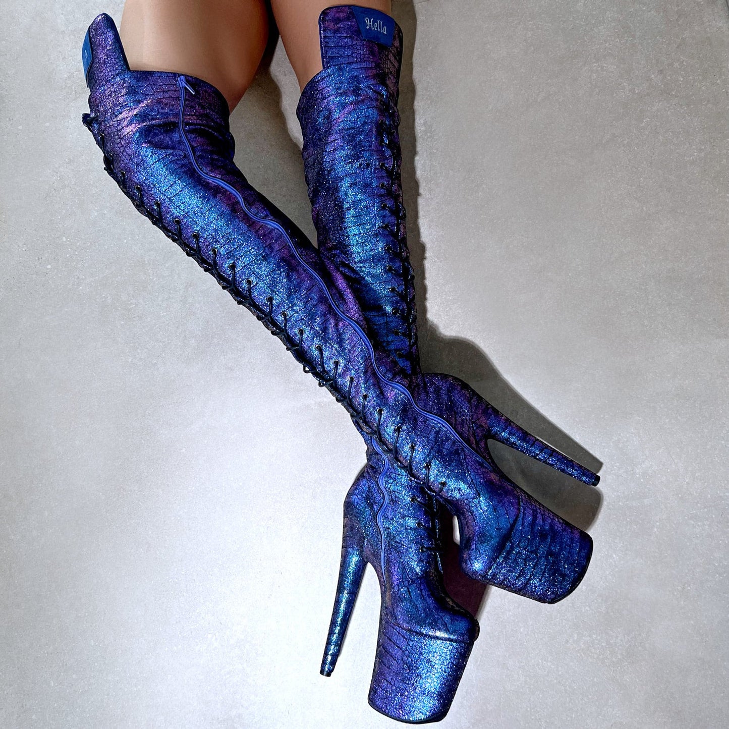 Midnight Mermaid Thigh High Front Lace - 8 INCH