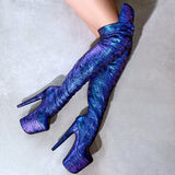 Midnight Mermaid Thigh High Front Lace - 8 INCH