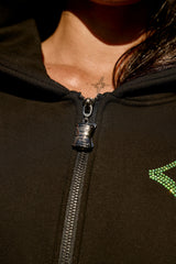 Anime Pole Dancer Zip Up Hoodie - Love of Hustlers Iridescent Blue / Green Sparkle
