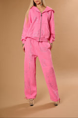 Anime Pole Dancer Wide Leg Sweatpants - Love of Hustlers Pink Sparkle
