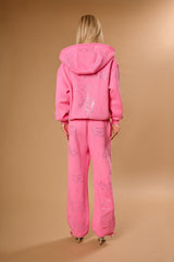 Anime Pole Dancer Wide Leg Sweatpants - Love of Hustlers Pink Sparkle