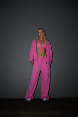 Anime Pole Dancer Wide Leg Sweatpants - Love of Hustlers Pink Sparkle