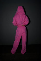 Anime Pole Dancer Wide Leg Sweatpants - Love of Hustlers Pink Sparkle