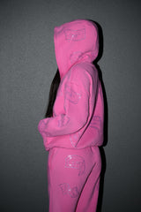 Anime Pole Dancer Zip Up Hoodie - Love of Hustlers Pink Sparkle