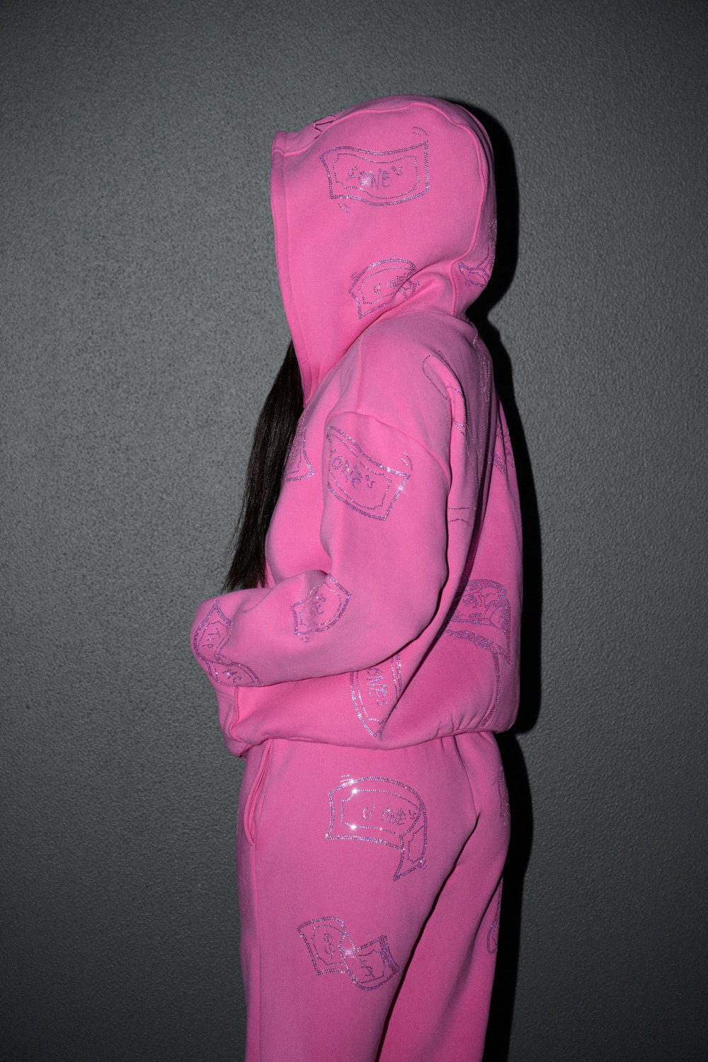 Anime Pole Dancer Zip Up Hoodie - Love of Hustlers Pink Sparkle