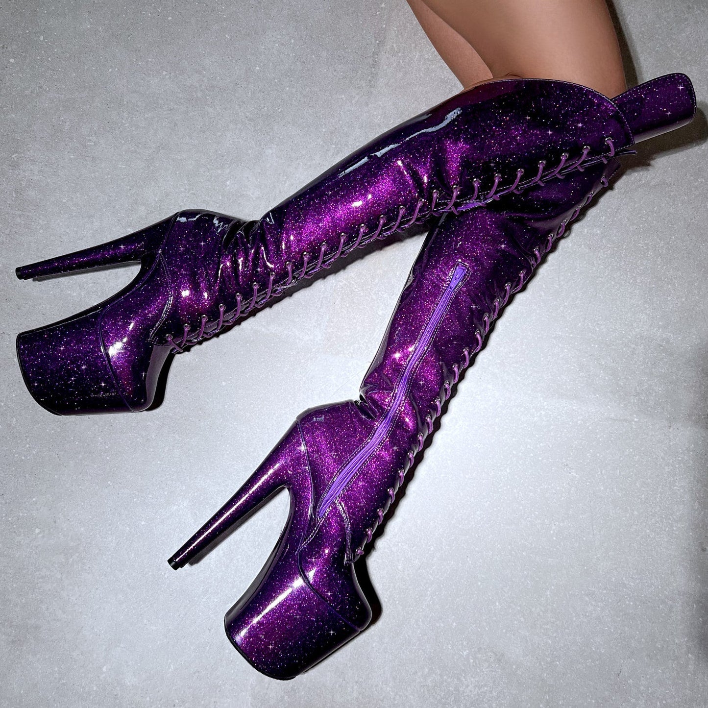 Purple Rain Over Knee Boot - 8 INCH