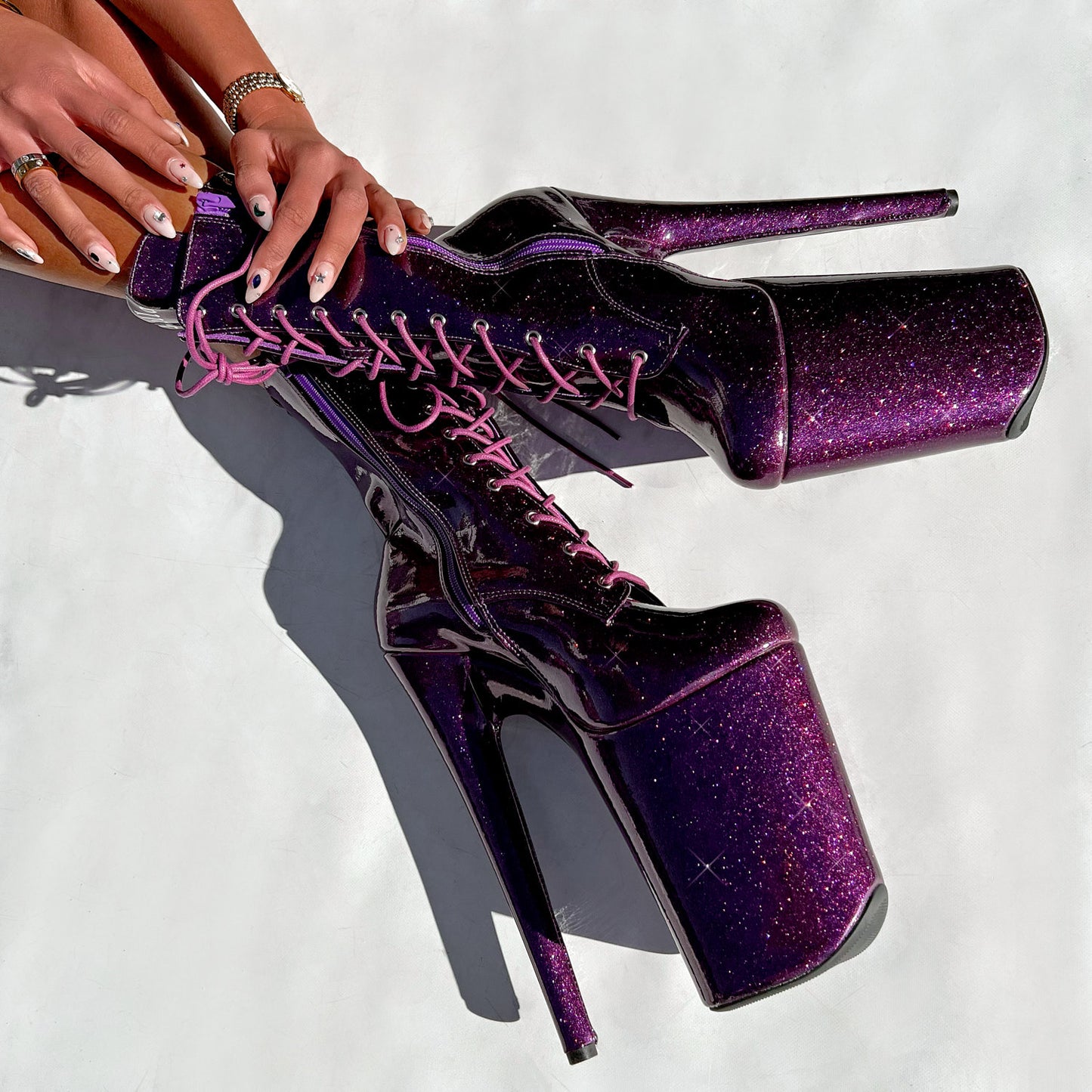 The Glitterati Boot - Purple Rain - 9INCH