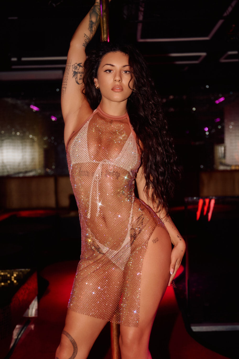 Chocolate - HOAH Diamond-drip Fantasy Choker Dress
