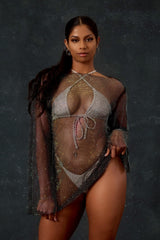 Sparkle Black - HOAH Diamond-drip Fantasy Sleeved Dress