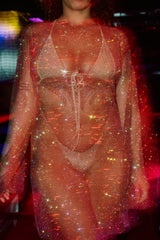 Chocolate - HOAH Diamond-drip Fantasy Sleeved Dress