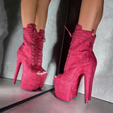 BabyDoll Dark Red Open Toe - 8 INCH