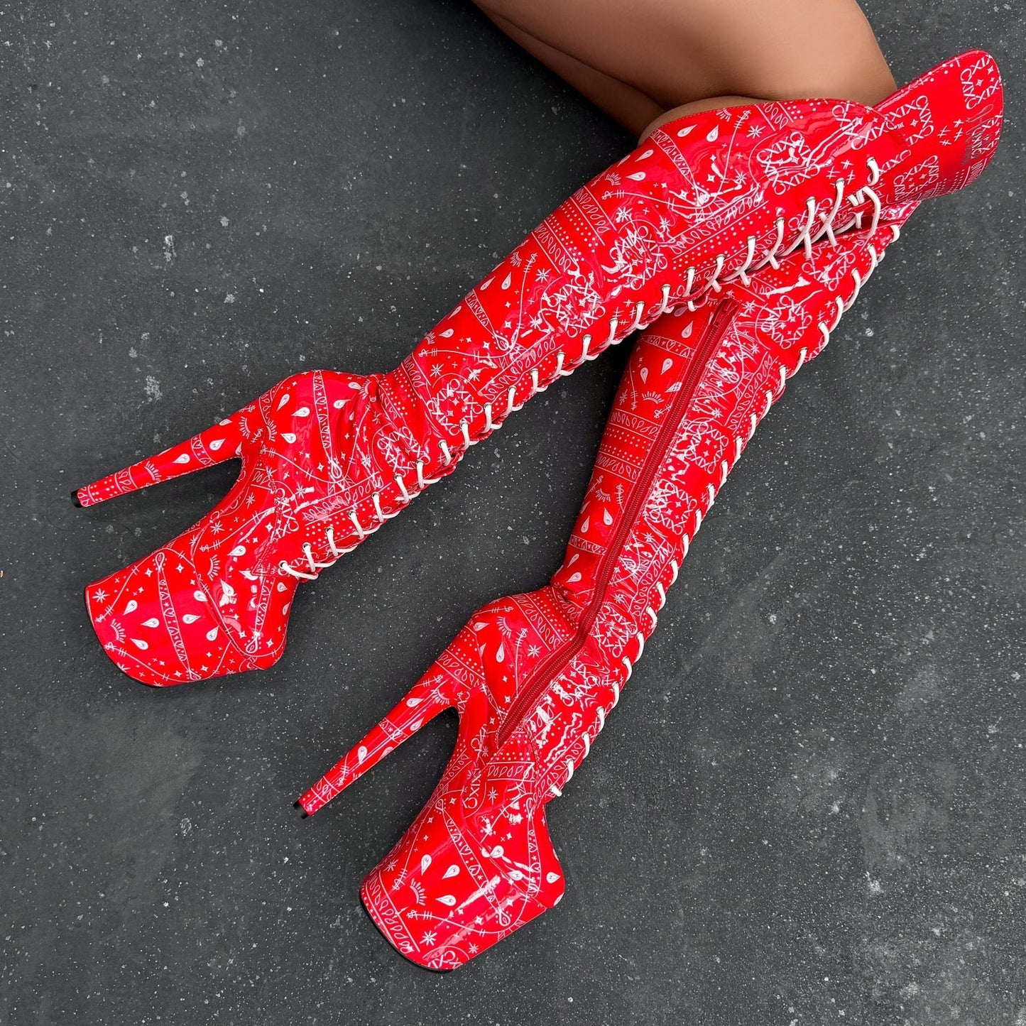 Drop it Like its THOT - Knee Pad Boot - 8INCH - Red