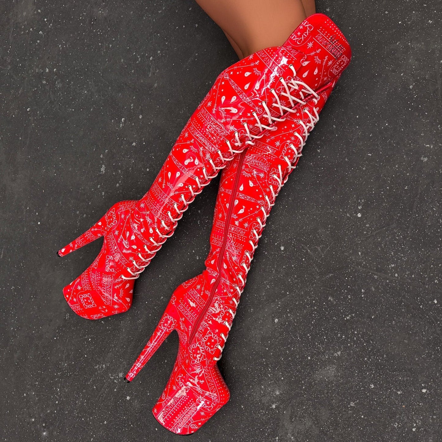 Drop it Like its THOT - Knee Pad Boot - 8INCH - Red