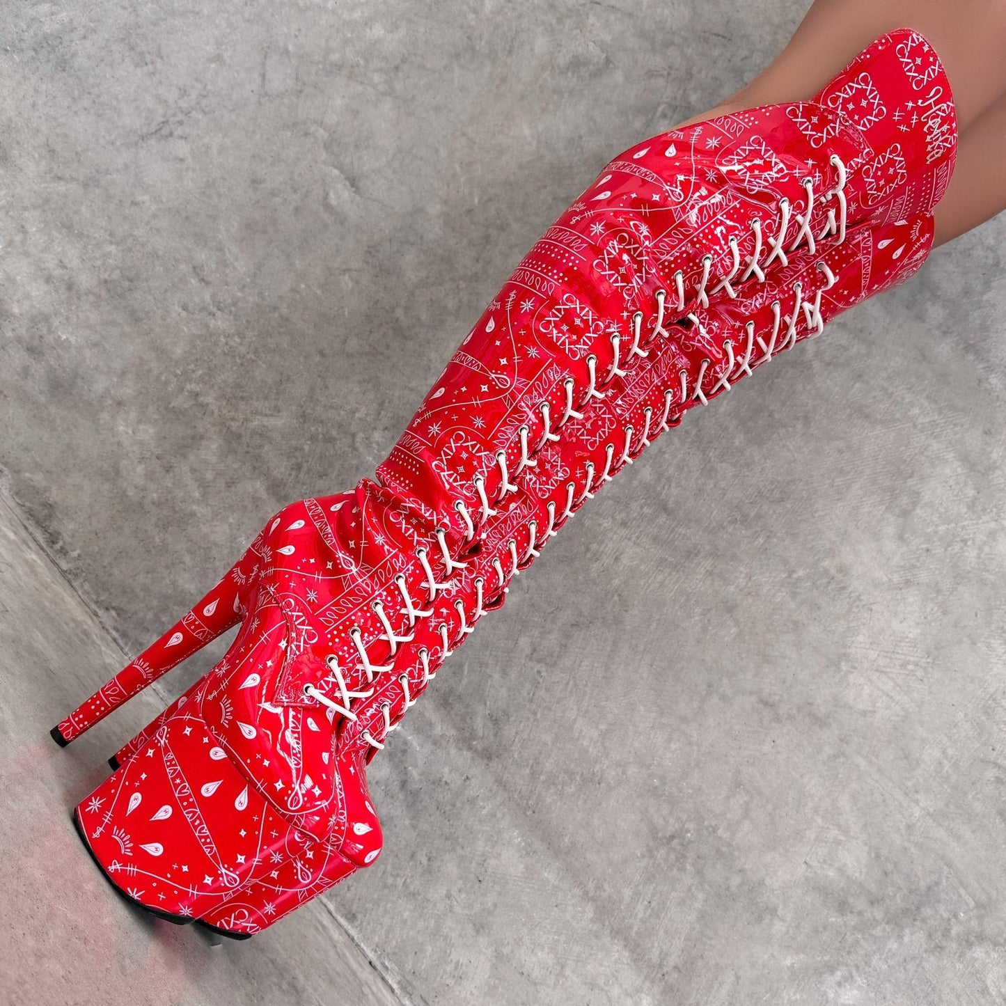 Drop it Like its THOT - Knee Pad Boot - 8INCH - Red