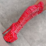 Drop it Like its THOT - Knee Pad Boot - 8INCH - Red