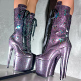 The Glitterati Butterfly Boot - Mystical Purple - 8INCH