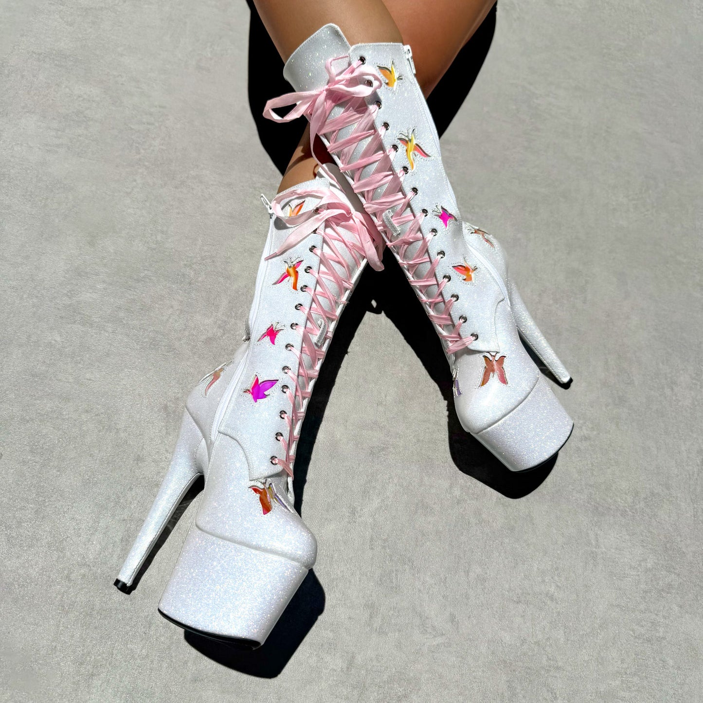 The Glitterati Butterfly Boot - Snow Kween - 7INCH