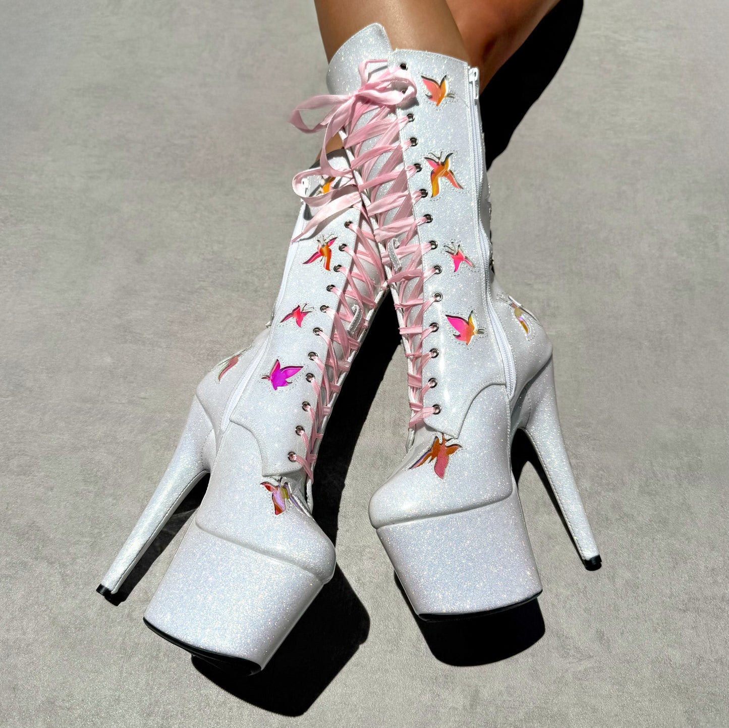The Glitterati Butterfly Boot - Snow Kween - 7INCH