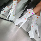 The Glitterati Butterfly Boot - Snow Kween - 8INCH