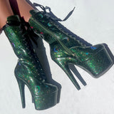 The Glitterati Cosmic Boot - Emerald Sparkle - 7INCH