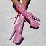 The Glitterati Cosmic Boot - Pink Sparkle - 8INCH