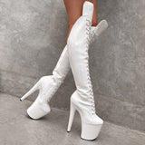 The Glitterati - Snow Kween Over Knee Boot - 8INCH