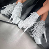 Chrome Cowgirls - Wide Fit Boot - Silver Glitterati - 8INCH