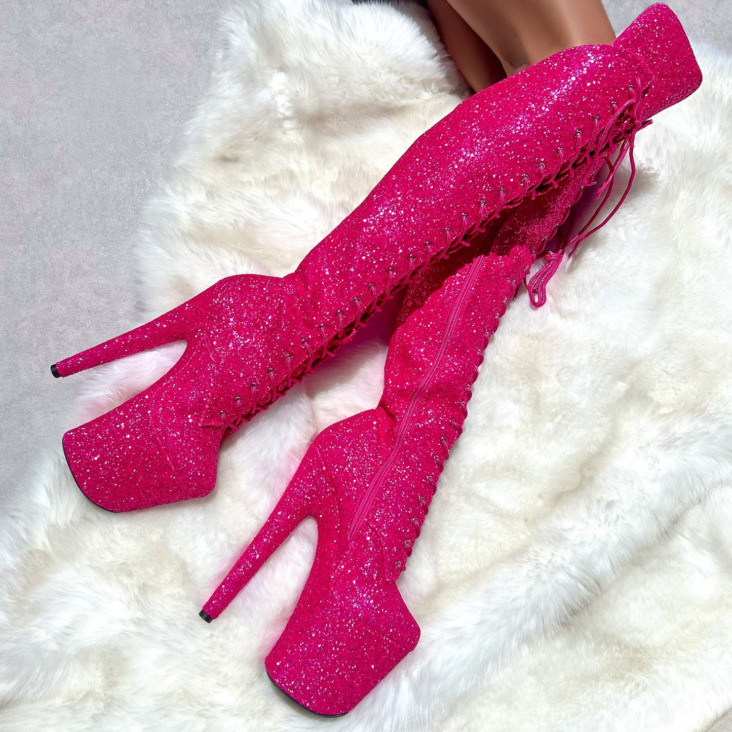 The Giltterati Xtra - Over Knee Boot - Kitty Pink - 8 INCH